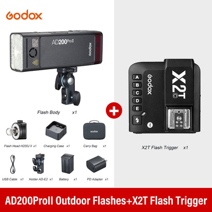 Godox AD200ProII  TTL 2.4G Wireless Camera Pocket light-duty Flash compatible with Nikon Canon Sony Fuji Olympus