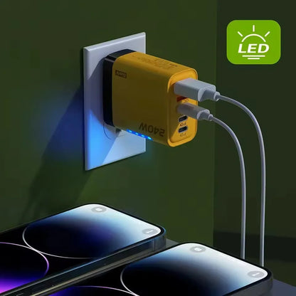 240W GaN 5-in-1 Fast Wall Charger — USB-C Power Adapter for iPhone, Samsung & Laptops