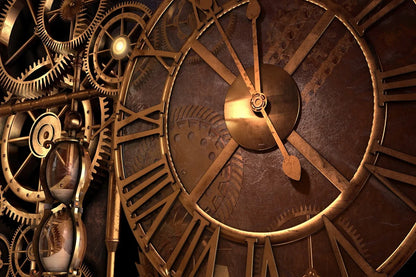 Photography Backdrop Antique Retro Old Metal Clock Key Gears Cogs Iron Chain Industrial Background Steam Machine Nostalgia Party