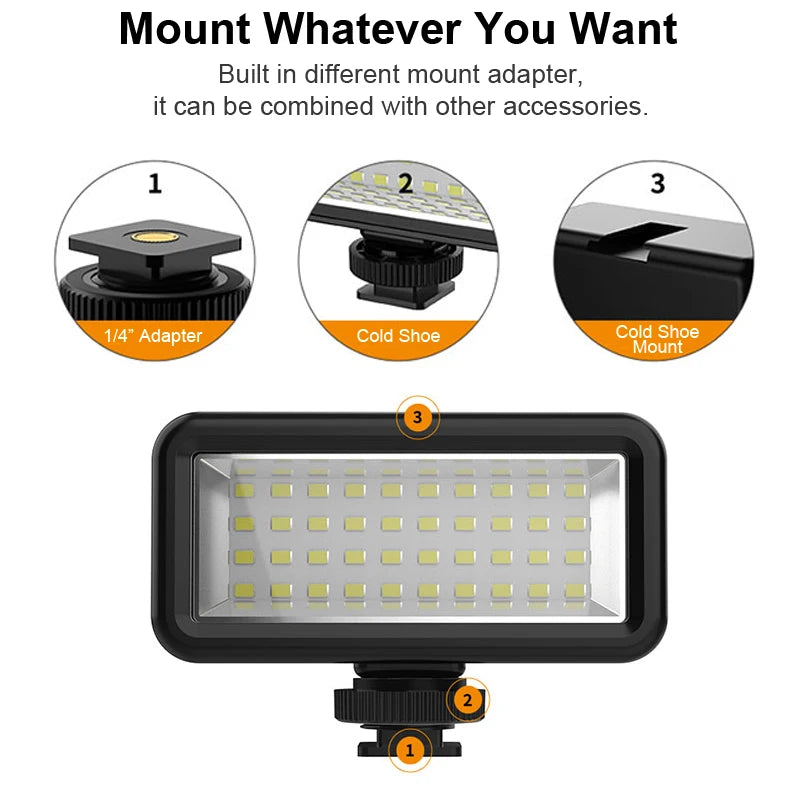 Waterproof Led Video Diving Light Underwater Lamp Photography Lighting for GoPro 11/10 Sjcam Yi DJI Osmo Cellphone Action Camera
