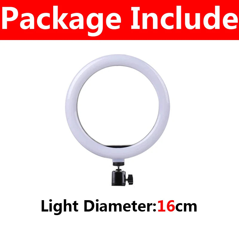 16/26/33cm Selfie Ring Light Photography Fill Light LED Ring Lamp Glow Soft Eye Protection Photography Lamp Supplies Home Studio