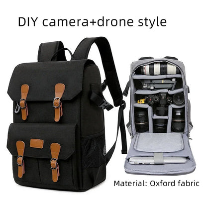 Litepro DSLR Crazy-Horse-Leather Backpack For Brompton Bicycle Waterproof Anti-theft Canvas Drone Outdoor Photography Bag
