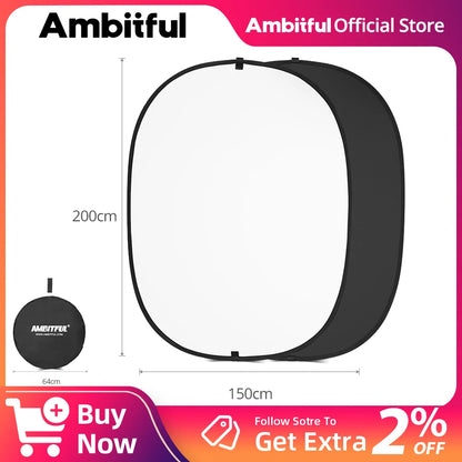 Portable Oval 2in1 White Black 150x200cm 100x150cm Background Reflector Collapsible Studio Photo Diffuser For Artistic/ ID photo