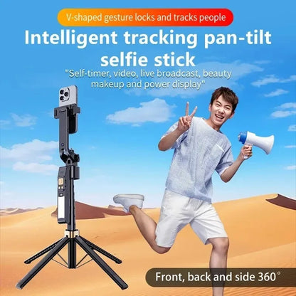 AI intelligent follow-up face tracking selfie stick 360degree automatic rotation portable travel photography mobile phone tripod