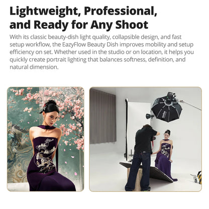 New Godox EazyFlow Beauty Dish 65/85cm Quick-Open Design Bowens Mount for Photography Studio Flash LED Light