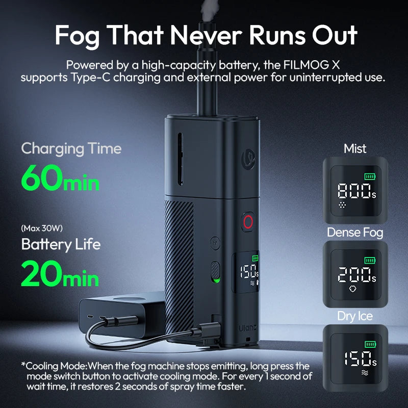 Ulanzi FM02 Fog Machine 30W Handheld Dry Ice Smoke Machine Studio Video Film Stage Effects Livestreaming Vlog Photography Tools