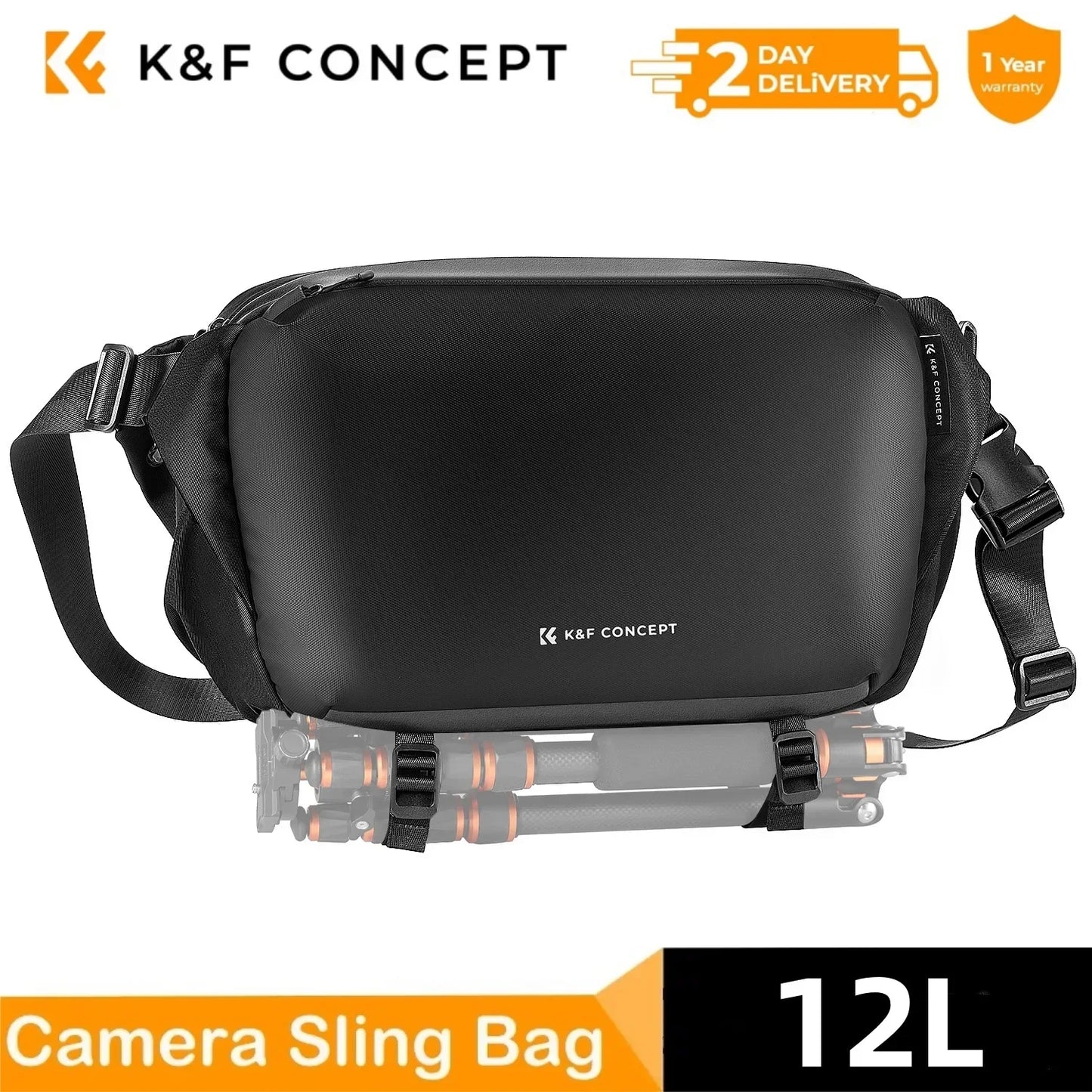 K&F CONCEPT 12L/10L Camera Sling Bag Waterproof Travel Photography Shoulder Bag For Canon Sony DSLR Camera Case Tripod Holder