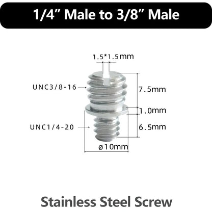 Aluminum Alloy Extension Rod 1/4"-20 & 3/8"-16 Male Female Threads Multi-Size Support Pole for Camera Lighting Equipment Mount