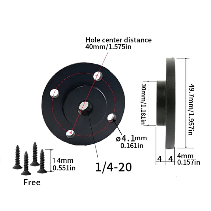 Mount Metal Base 40/50mm Hole 1/4-20,3/8-16,M6 Thread Screw Nut Adapter Tripod Bracket Cameras Flash Photography Accessories