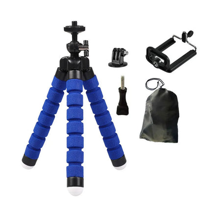 Flexible Octopus Mini Tripod for Phone & Action Camera — With Holder Clip