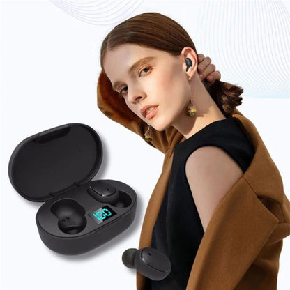E6S TWS Bluetooth Earbuds with Digital Display Case — Wireless Earphones with Mic