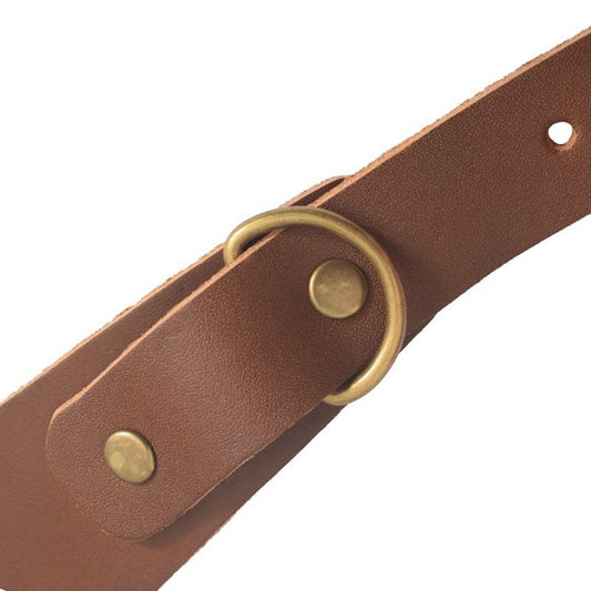 B02B-Camera Strap Leather Double Shoulder Leather Harness Strap Photography Gear for DSLR/SLR Camera (Brown)