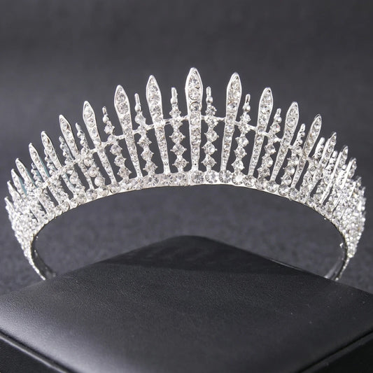 Bridal Crystal-Crown Headband Rhinestone Alloy Hair Accessory Shiny Comfortable Fit for Wedding Stage Party Photography Women