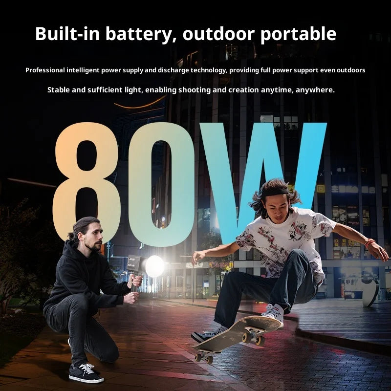 ZGRL80 80W COB LED Video Light Handheld Portable Continuous Lighting for Studio Photography Outdoor Filming Vlogging with Carry