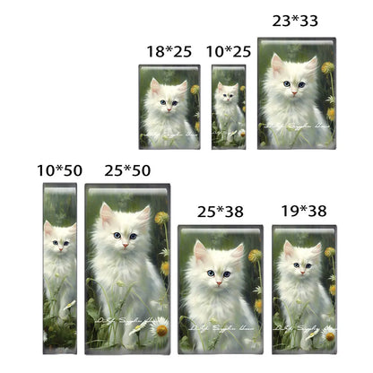 10pcs/lots Rectangle Cute Cat Kitten Pet Flower Photo Glass Cabochon Flatback Demo Flat Back Cameo For Diy Jewelry Making