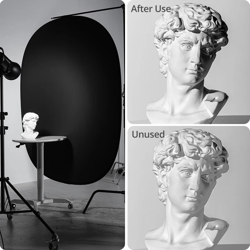 Portable Oval 2in1 White Black 150x200cm 100x150cm Background Reflector Collapsible Studio Photo Diffuser For Artistic/ ID photo