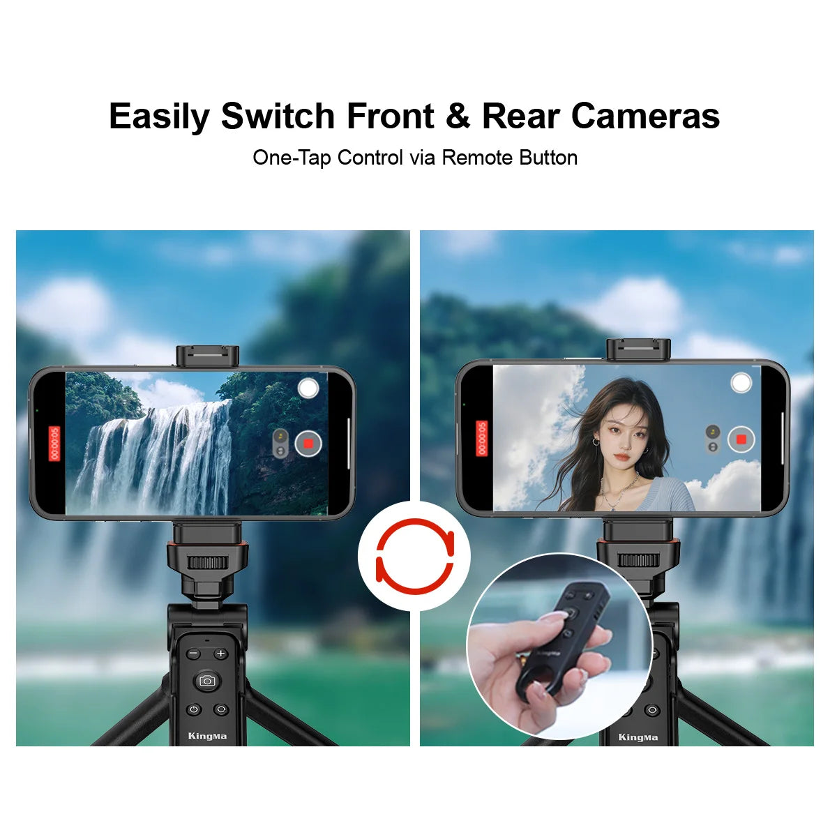 Wireless Remote Control with Zoom for iPhone & Android,Shutter with Front/Rear Camera Switch for Photo & Video,Smartphone Remote