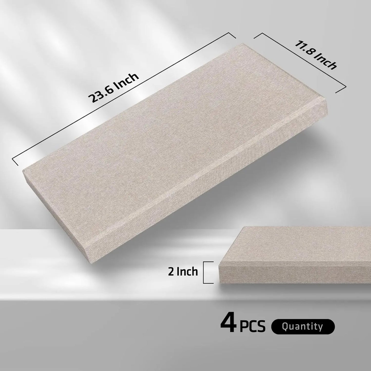 4-Pack Acoustic Panels, 2" Thick Fiberglass Sound Absorbing Wall Panels for Home Studio, Office, Theater in Light Camel