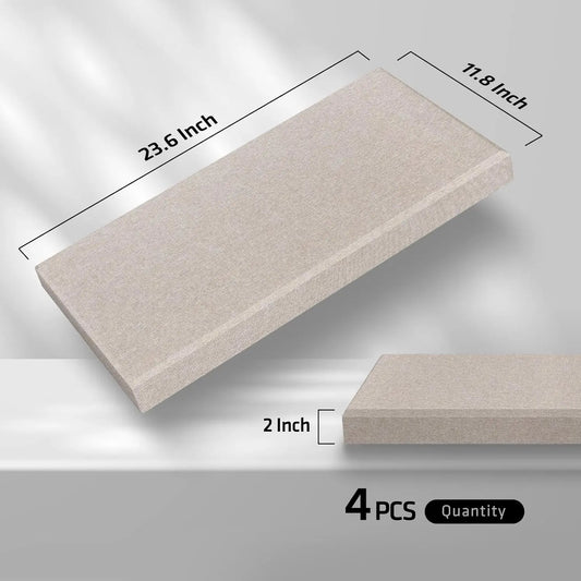 4-Pack Acoustic Panels, 2" Thick Fiberglass Sound Absorbing Wall Panels for Home Studio, Office, Theater in Light Camel