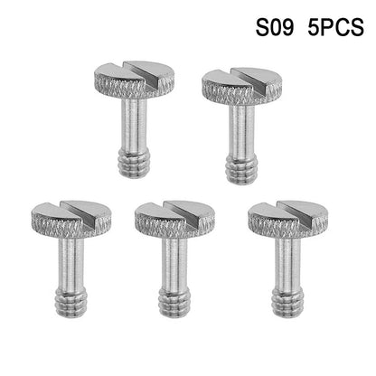 1/4-20 D-ring Mounting Camera Screws Stainless Steel Extended DSLR Tripod Quick Release Plate Screw Photography Accessories