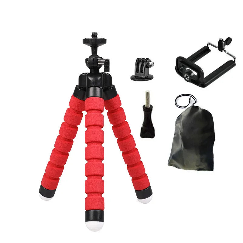 Flexible Octopus Mini Tripod for Phone & Action Camera — With Holder Clip