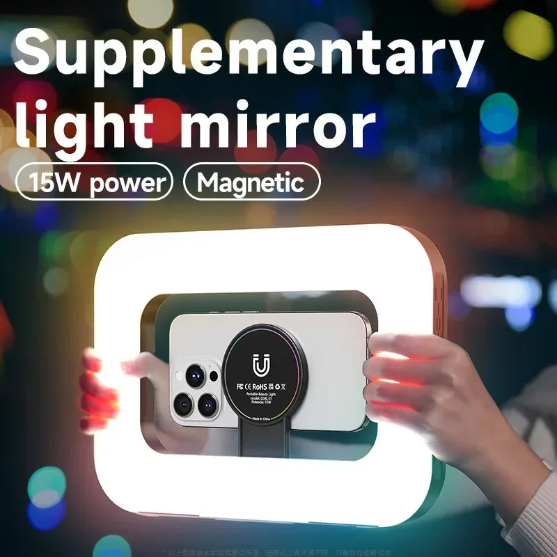 Handheld Circular Fill Light, Portable Mobile Phone Live Streaming Charging Photography Light, Magnetic Rabbit Cage Selfie Light