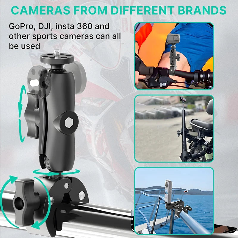Camera Mount Adapter Motorcycle Handlebar Clip Camera Crab Clamp For Camera Gopro LED Light Filming Studio Cycling Mobile Phone