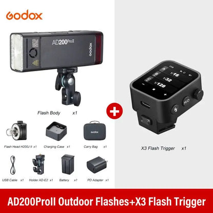 Godox AD200ProII  TTL 2.4G Wireless Camera Pocket light-duty Flash compatible with Nikon Canon Sony Fuji Olympus