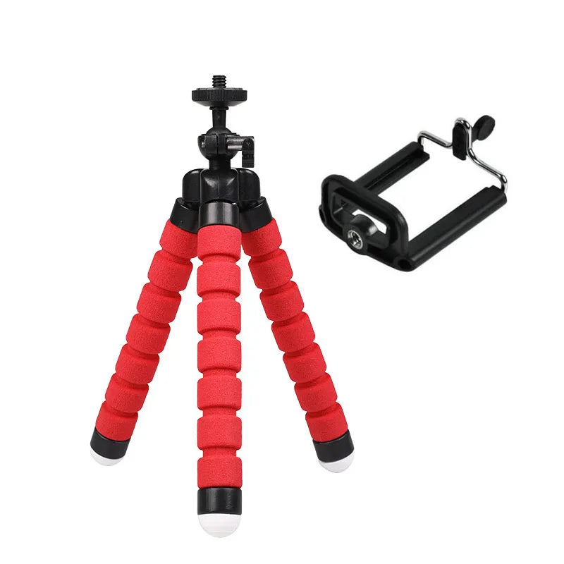 Flexible Octopus Mini Tripod for Phone & Action Camera — With Holder Clip
