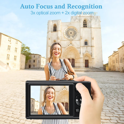 Ourlife 4K Digital Camera 3X Optical Zoom and 2X Digital Zoom HD Vlog Video Recorder YouTube 2.8 Inch LCD Screen WiFi Web Cam