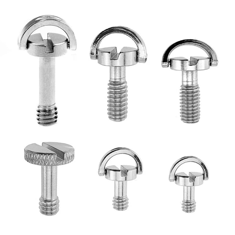 1/4-20 D-ring Mounting Camera Screws Stainless Steel Extended DSLR Tripod Quick Release Plate Screw Photography Accessories