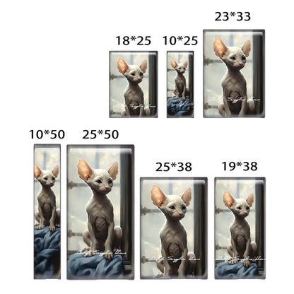 10pcs/lots Rectangle Cute Cat Kitten Pet Flower Photo Glass Cabochon Flatback Demo Flat Back Cameo For Diy Jewelry Making