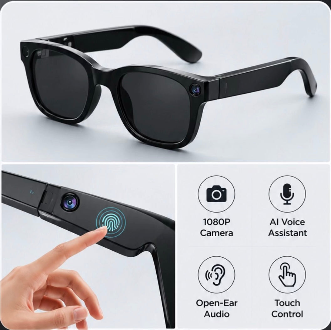 AI Smart Glasses 800W HD Camera Black Technology Image Translation Chat GPT Video Call Photo Waterproof For Men Women