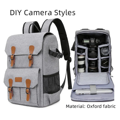 Litepro DSLR Crazy-Horse-Leather Backpack For Brompton Bicycle Waterproof Anti-theft Canvas Drone Outdoor Photography Bag