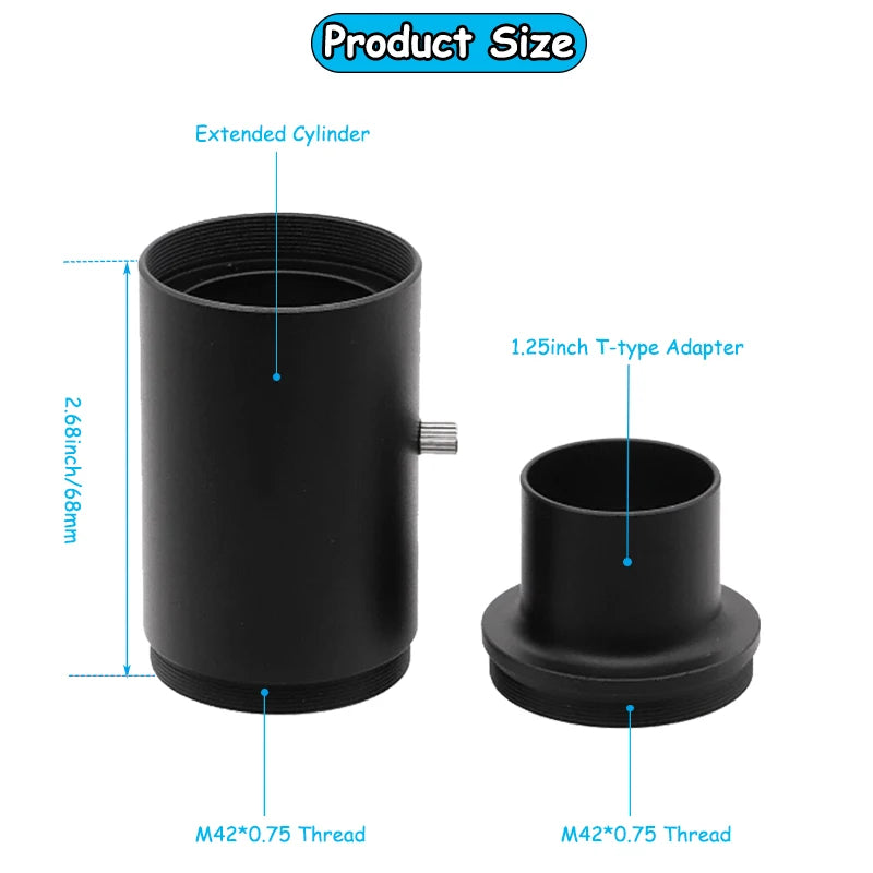 CA1 Extension Tube M42*0.75mm Photography Connector All-Metal T-Adapter for DSLR Camera Mount Astronomical Telescope Accessories