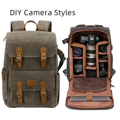 Litepro DSLR Crazy-Horse-Leather Backpack For Brompton Bicycle Waterproof Anti-theft Canvas Drone Outdoor Photography Bag