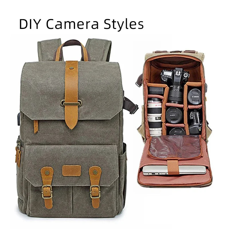Litepro DSLR Crazy-Horse-Leather Backpack For Brompton Bicycle Waterproof Anti-theft Canvas Drone Outdoor Photography Bag