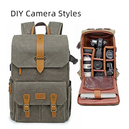 Litepro DSLR Crazy-Horse-Leather Backpack For Brompton Bicycle Waterproof Anti-theft Canvas Drone Outdoor Photography Bag