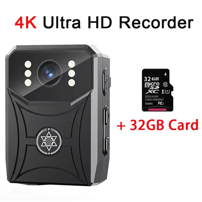 4K HD Mini Cameras with WIFi 3000mAh Digtal Video Recorder with IPS Screen Night Vision Police Body Camera Portable Camcorder