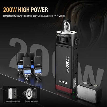 Godox AD200ProII  TTL 2.4G Wireless Camera Pocket light-duty Flash compatible with Nikon Canon Sony Fuji Olympus