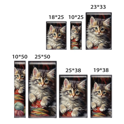 10pcs/lots Rectangle Cute Cat Kitten Pet Flower Photo Glass Cabochon Flatback Demo Flat Back Cameo For Diy Jewelry Making