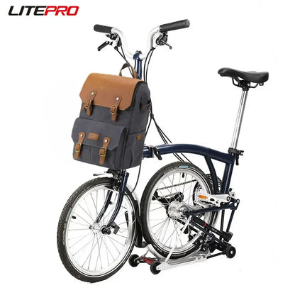 Litepro DSLR Crazy-Horse-Leather Backpack For Brompton Bicycle Waterproof Anti-theft Canvas Drone Outdoor Photography Bag