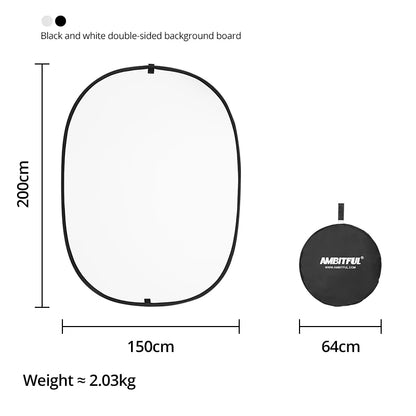 Portable Oval 2in1 White Black 150x200cm 100x150cm Background Reflector Collapsible Studio Photo Diffuser For Artistic/ ID photo