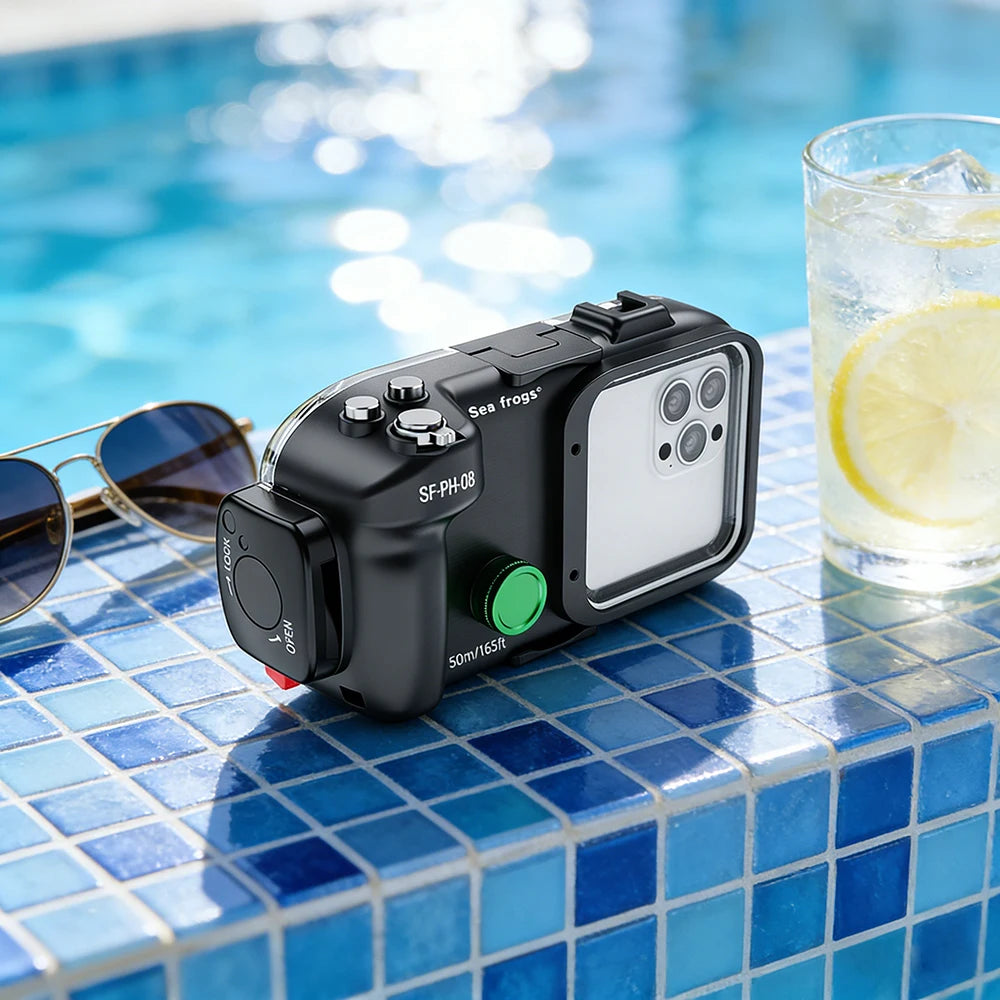 Seafrogs snorkeling Waterproof Cell Phone Case For iPhone 17 16 15 Pro 13 14 Pro 14 Pro Max  40M Pool photography accessories