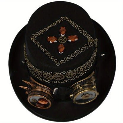 Steampunk Top Hat Gear Bold Chain Vintage Heavy Industry Hat Headgear Men's Stage Performance Hat Outdoor Photography Props