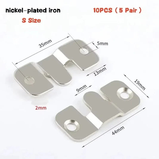 10pcs Flush Mount Bracket Interlock Hanging Buckle Furniture Connector Wall Picture Frame Hanger Display Photo Frames Hooks