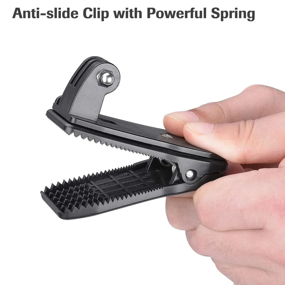 Anti-Slide 360° Rotary Action Cam Sports Camera Quick Clip Backpack Strap Mount Clamp Holder for GoPro DJI OSMO Travel Vlogging