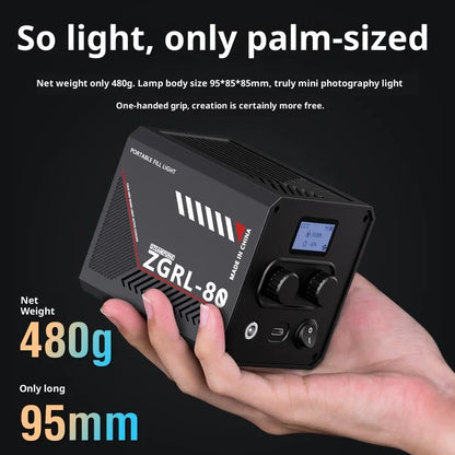 ZGRL80 80W COB LED Video Light Handheld Portable Continuous Lighting for Studio Photography Outdoor Filming Vlogging with Carry