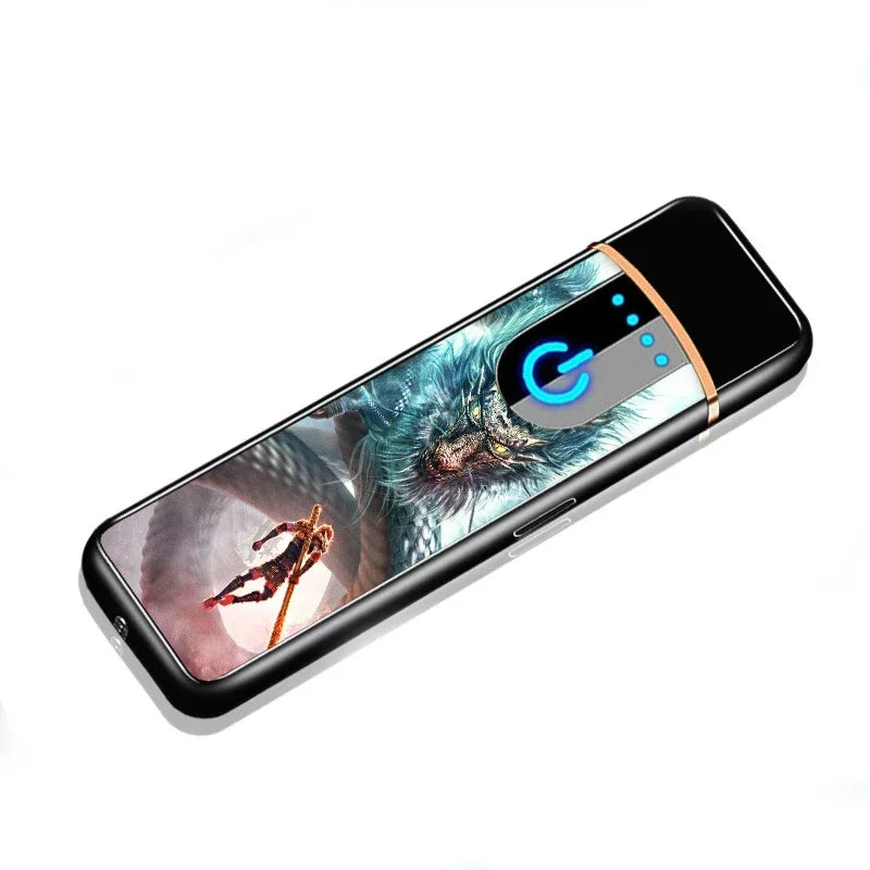 Mini Windproof USB Rechargeable Lighter Touch Metal Electronic Flameless Lighter Cigarette Cigar Accessories Men Gadgets Gifts