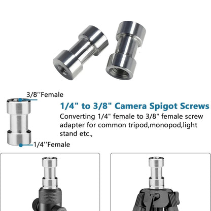 20Pcs 1/4" to 3/8" Female Screw Convert Adapter Spigot Stud Male Adapter Metal Screw for Flash Light Tripod Photo Studio Kit